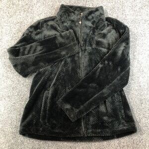 Swiss Alps Womens Full Zip Fleece Jacket Green High Pile Faux Fur Mock Neck L